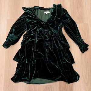 CROSBY by Mollie Burch Green Velvet Dress Size XS